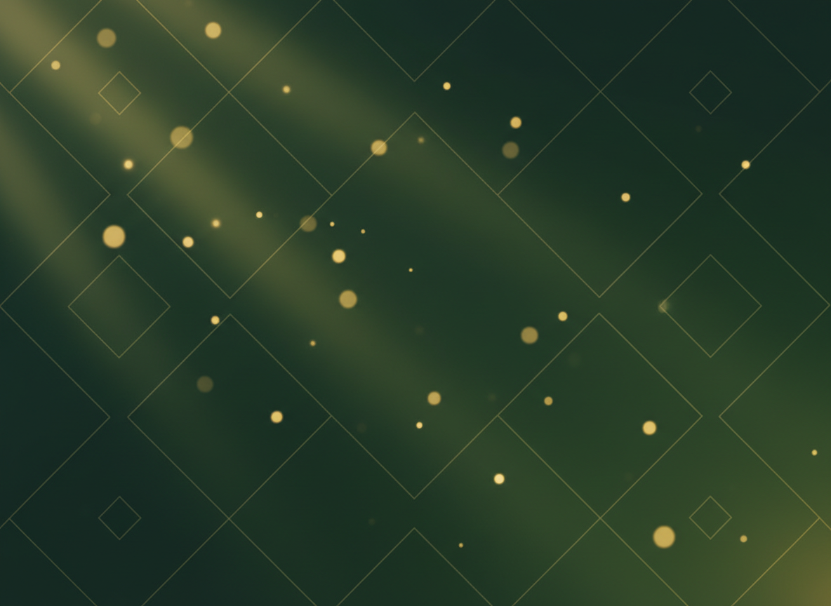 Abstract professional corporate background for Evergreen Services SARL, a Congolese company based in Kinshasa. Deep forest green gradient with subtle geometric patterns, elegant diagonal lines, and soft light rays. Dark rich green tones from #0a1f15 to #1a3a2a. Faint gold and white accent lines. No people, no text, no logos. Modern, sophisticated, high-end corporate feel. Cinematic quality.